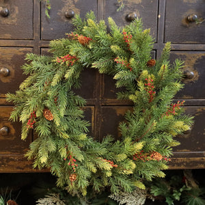 G181572 - Angel Pine & White Spruce & Prickly Pine Wreath (6613612691522)