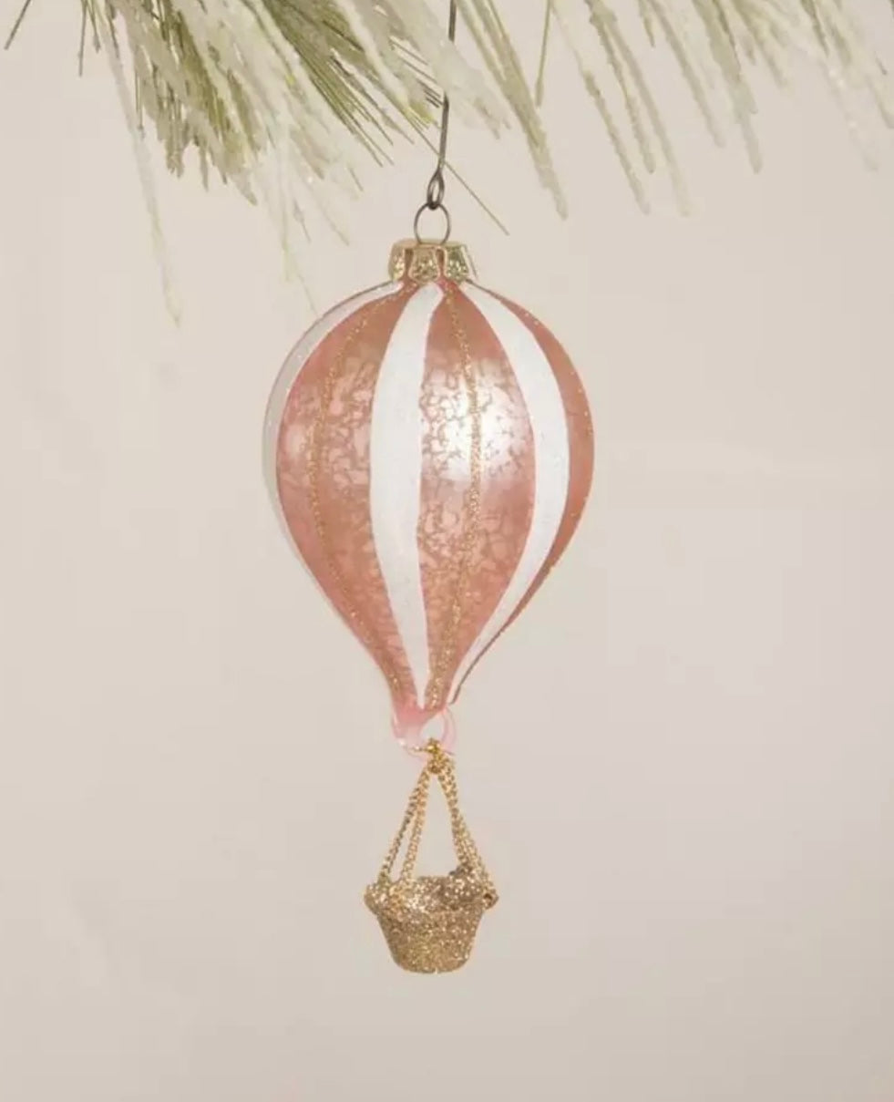 LC0697 Pink Striped Hot Air Balloon Ornament