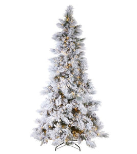 9 Foot Pre Lit Flocked Pine Tree (6683721793602)