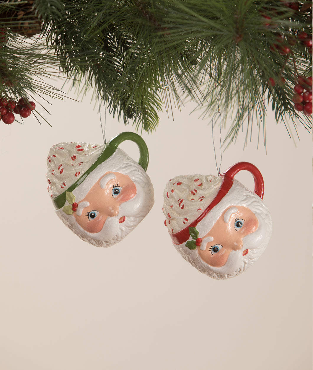 TF1237 - Sweet Tidings Santa Head Mug Ornaments Set of 2 (6743948197954)