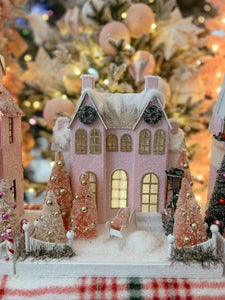 Pink & Gold Glitter Mansion with Sleigh - TCM Glitter Village (6783028658242)