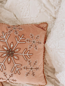 Pink Velvet Snowflake Cushion Cover (4640738672706)