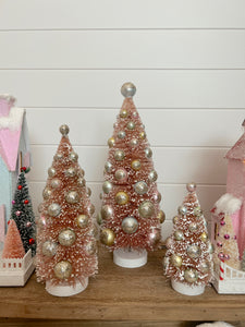 Pastel Pink BB Trees Set of 3 - TCM Glitter Village (6783031771202)