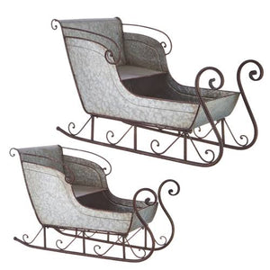 4128880 - Galvanised Sleigh Set of 2 (6709630238786)