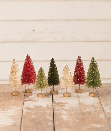 LC1599 - Traditional Mini Bottle Brush Trees in Box Set of 7 (6743983390786)