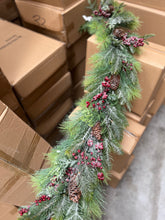 Load image into Gallery viewer, G191568 - 5&#39; Snowy Pine &amp; Cedar Garland with Berries &amp; Cones (6866255183938)