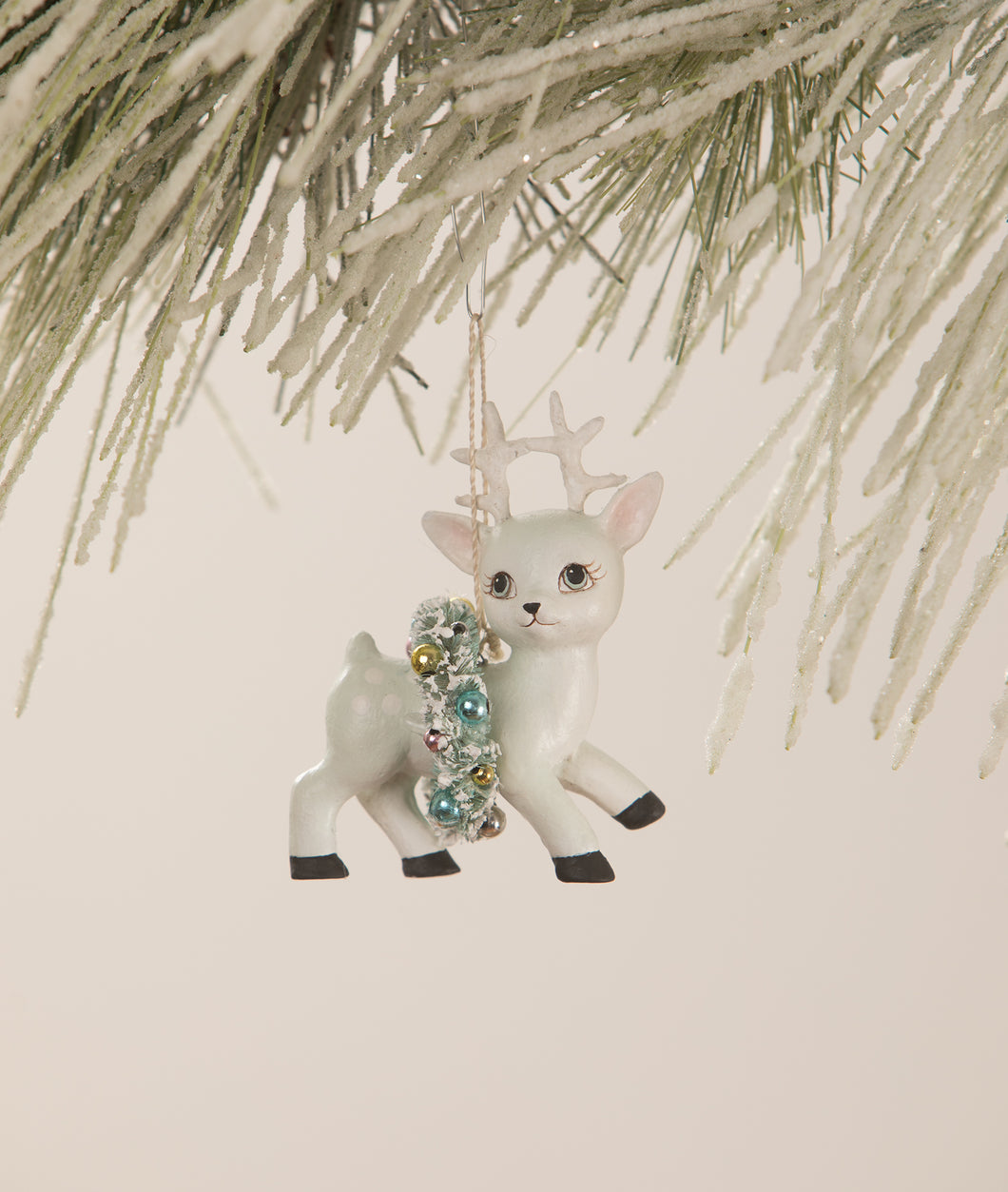 TD1187 - Blue Reindeer with Wreath Ornament (6743948066882)