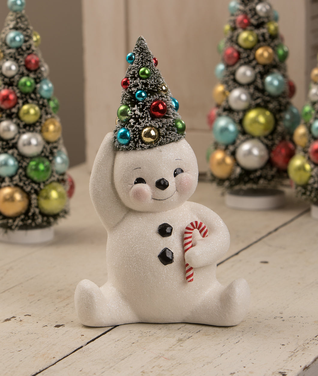 TL1358 - Retro Candy Cane Snowman With Tree Medium (6743960944706)