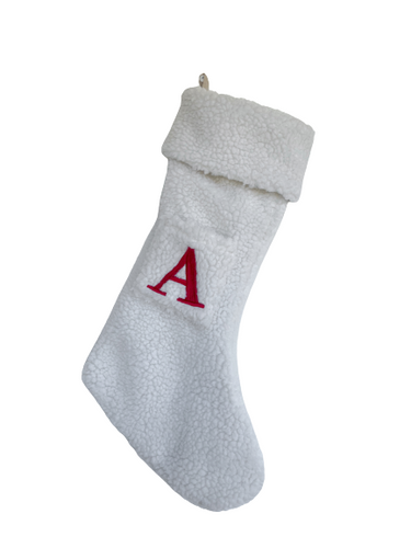 WHITE Alphabet Stockings (red letter) (6773696266306)