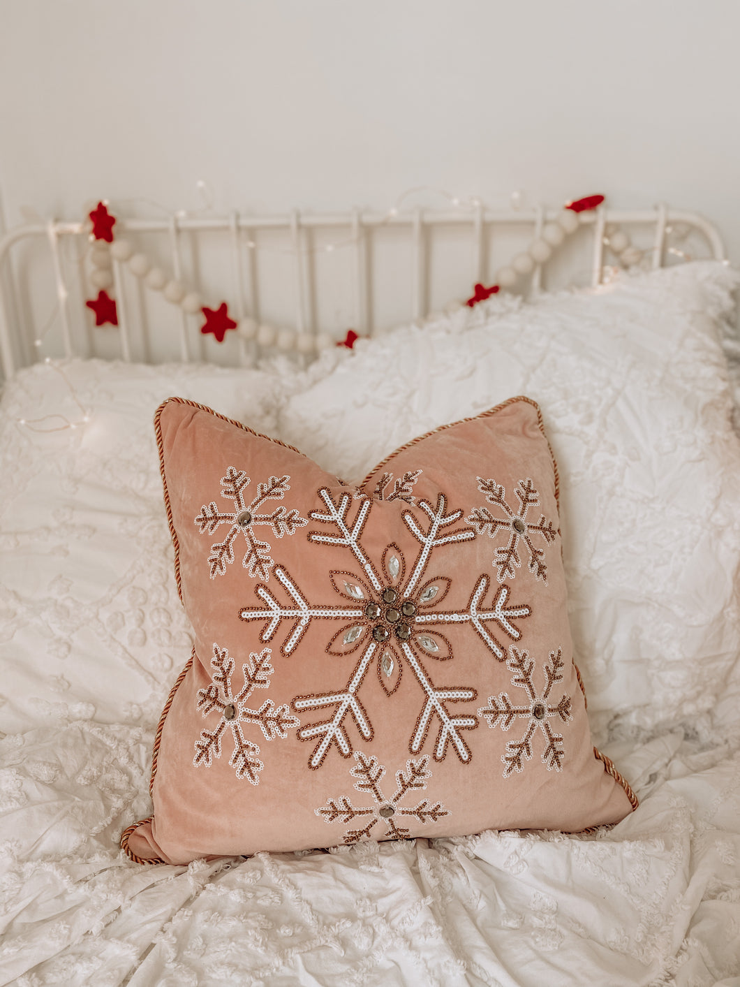 Pink Velvet Snowflake Cushion Cover (4640738672706)