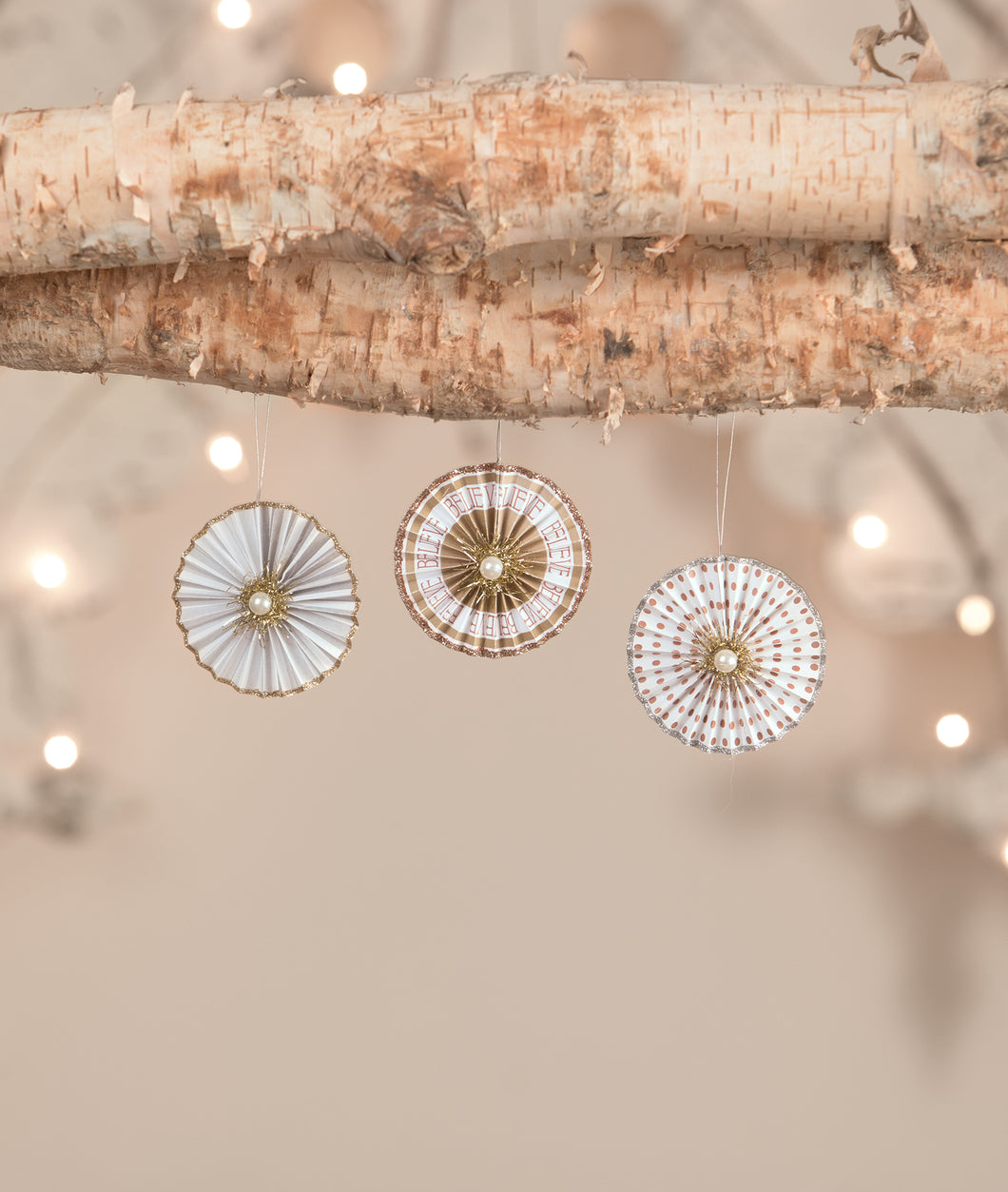 TL1349 - Metallic Rosette Ornaments Set of 3 (6743958487106)