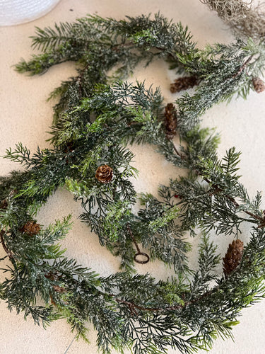 G191418 - 6' Snowy Pine & Cone Garland (6695534592066)