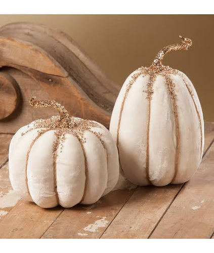 RL8066 - White Velvet Pumpkin Set of 2 (6712886329410)
