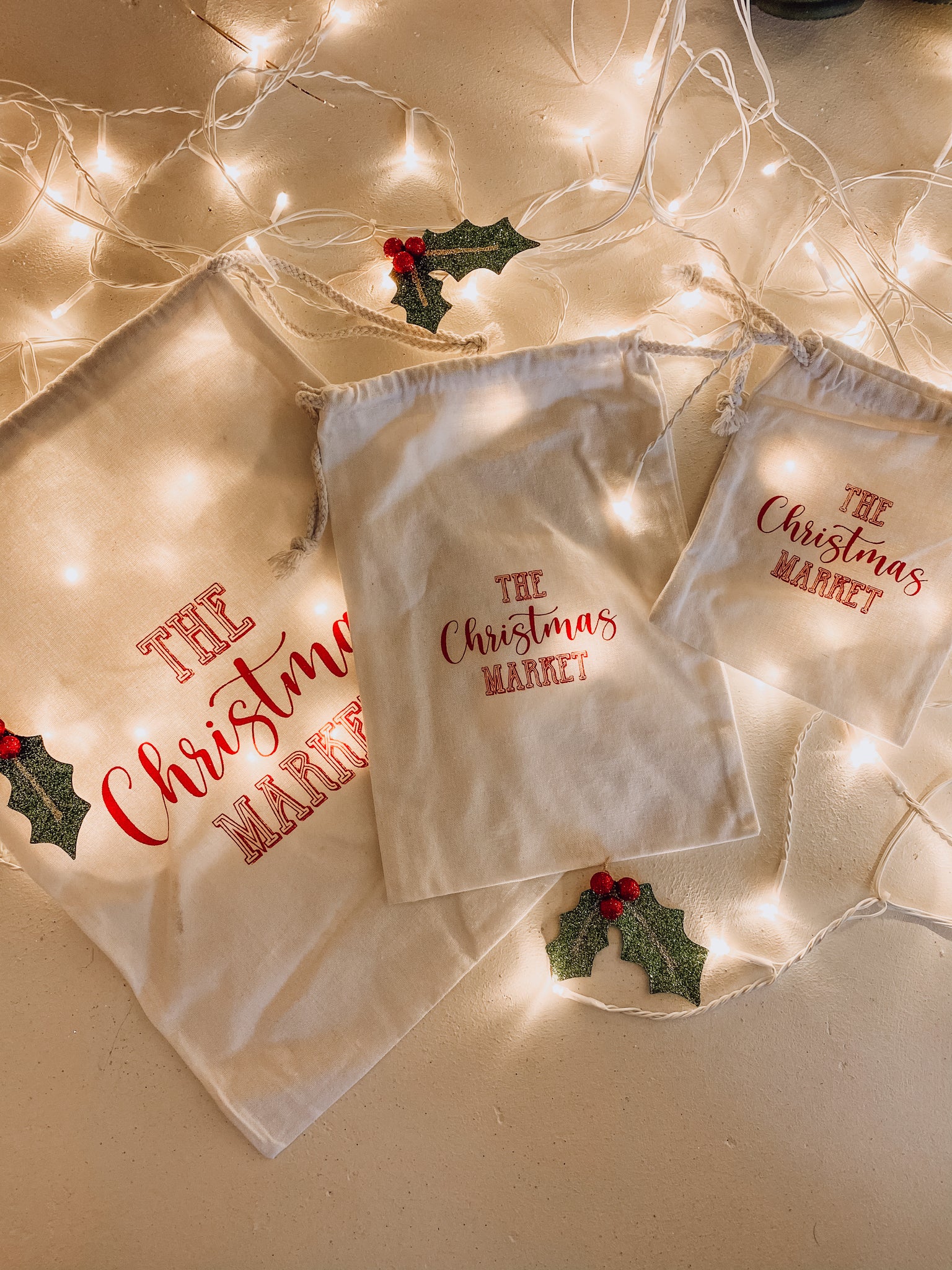 The Christmas Market Drawstring Storage Bags