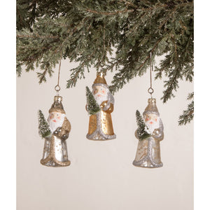 LC0655 - Silver and Gold Mini Santa Ornament Assorted (6685615063106)